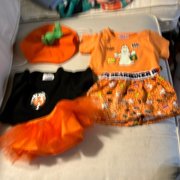 2 Halloween Build a Bear Outfits and 1 pumpkin hat - Picture 1 of 5